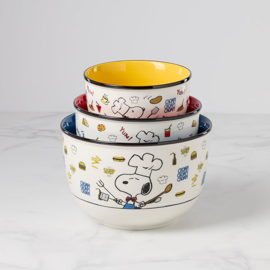 Chef Snoopy 3-Piece Bowl Set