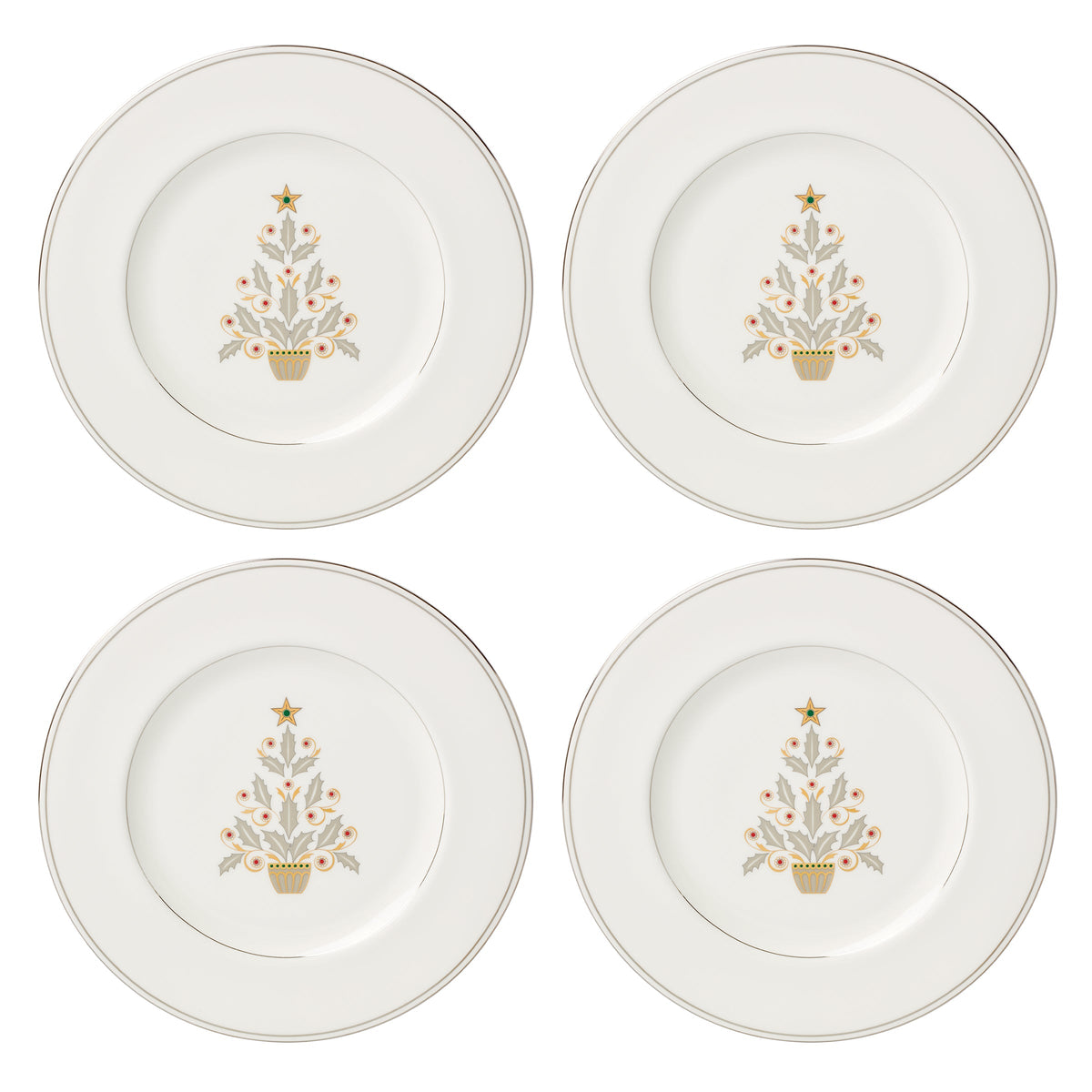 Federal Platinum Tree Accent Plates, Set of 4