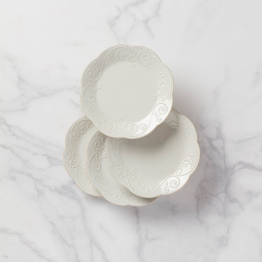 French Perle White 4-Piece Dessert Set