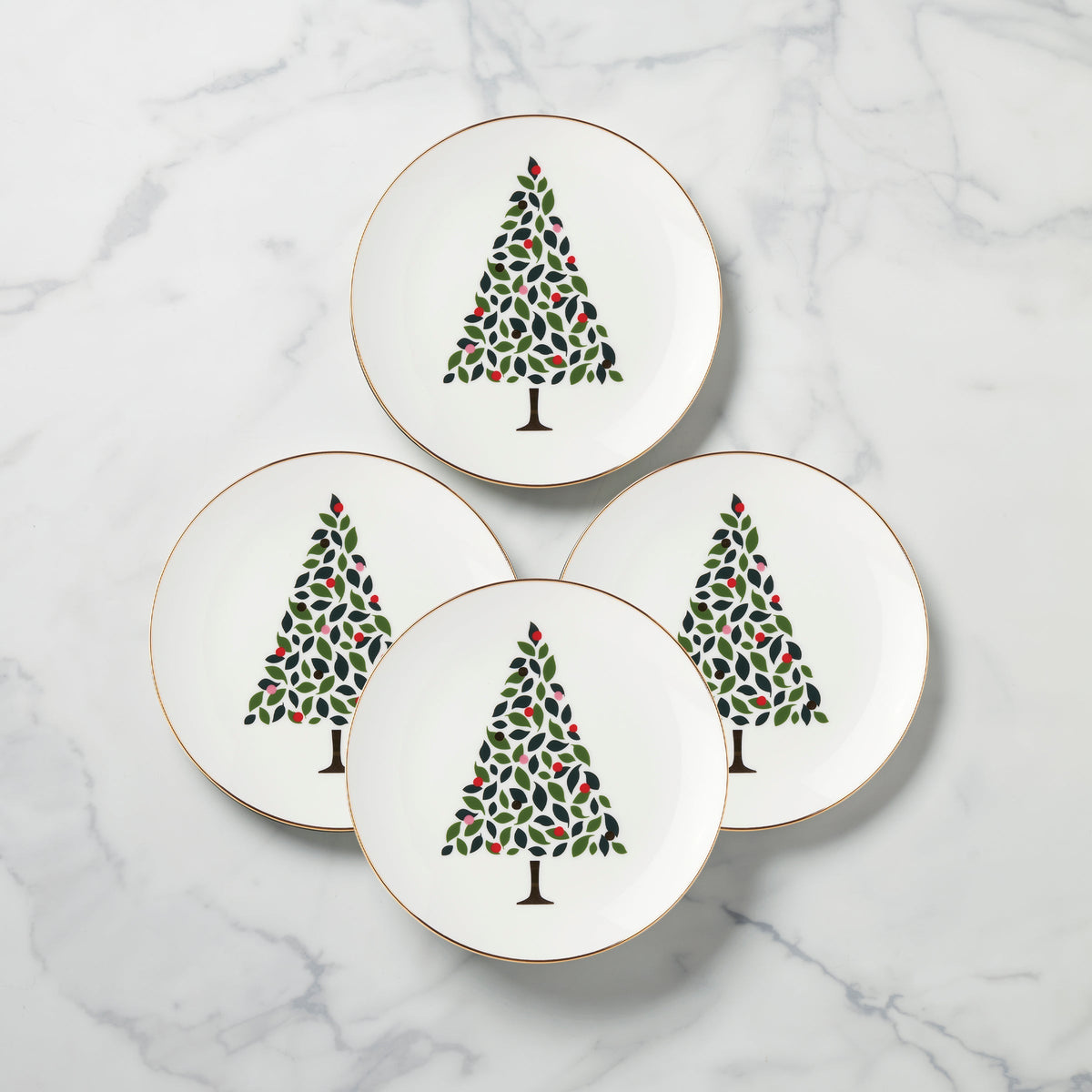 Evergreen Accent Plates, Set of 4