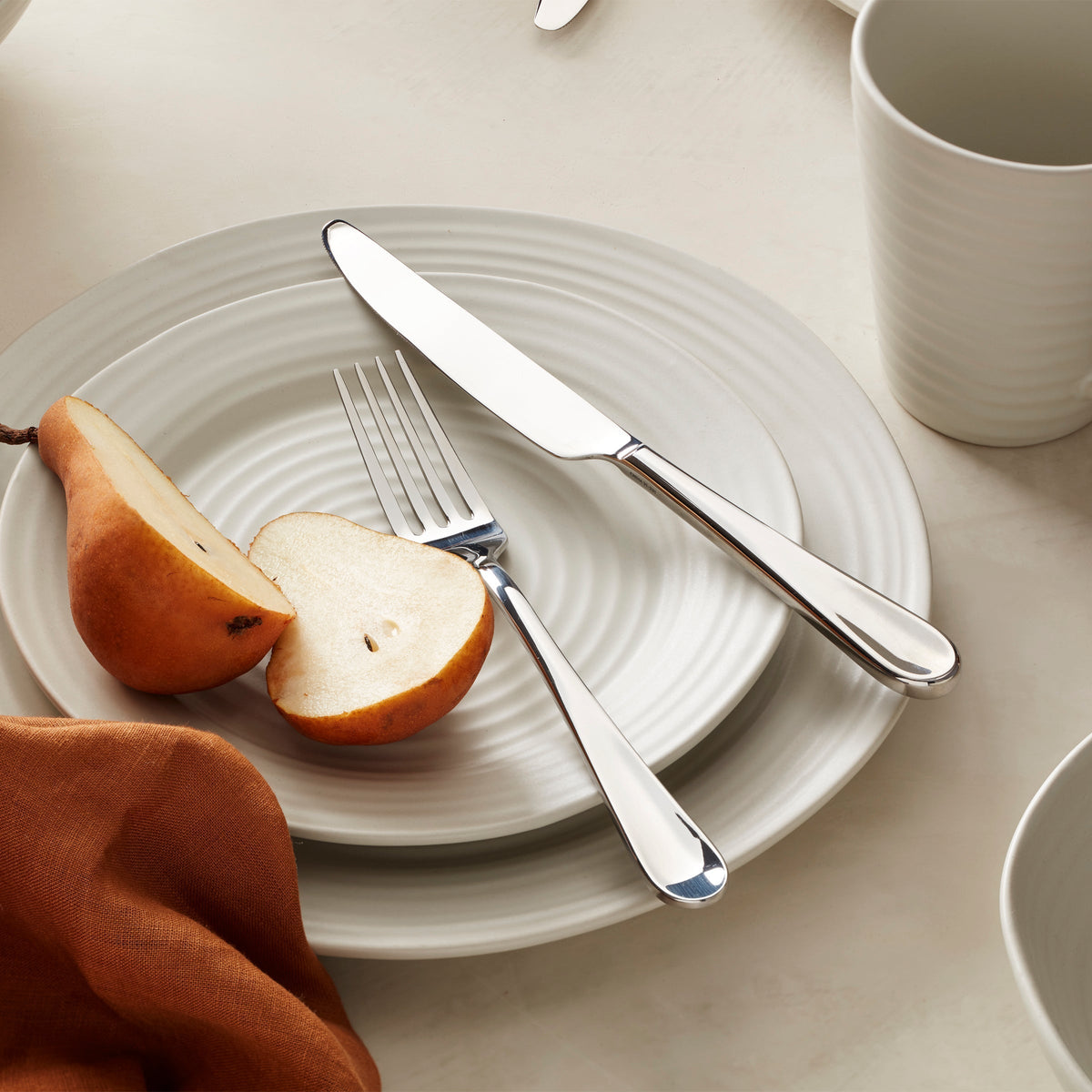 Ridge White 12-Piece Dinnerware Set