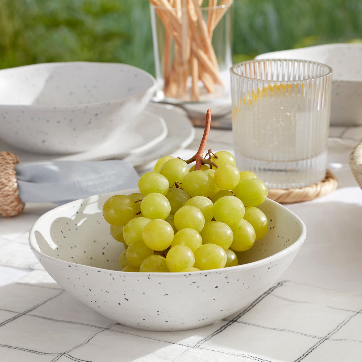 Terrazzo Melamine Cream 12-Piece Dinnerware Set