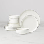 24 Seven Black Rim 12-Piece Dinnerware Set