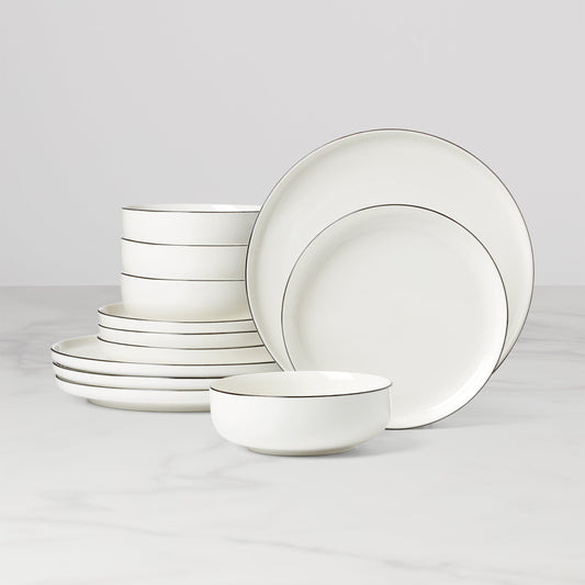 24 Seven Black Rim 12-Piece Dinnerware Set