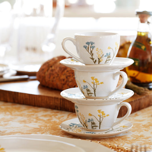Wildflowers 8-Piece Espresso Cups & Saucers Set