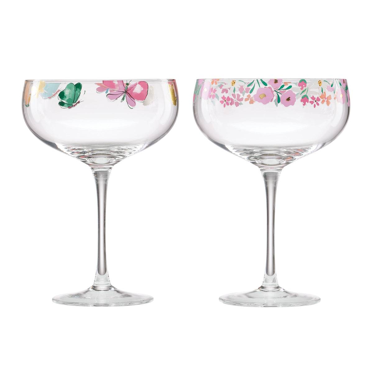 Floral Brights Coupe Glasses, Set of 2