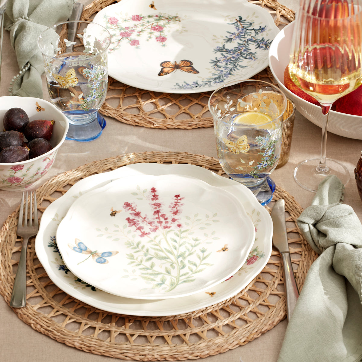 Butterfly Meadow Herbs 12-Piece Dinnerware Set