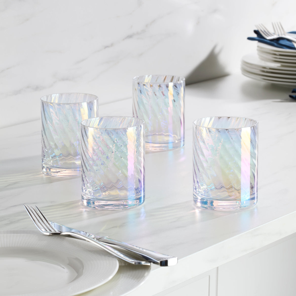 Tuscany Classics Iridescent Double Old-Fashioned Glasses, Set of 4