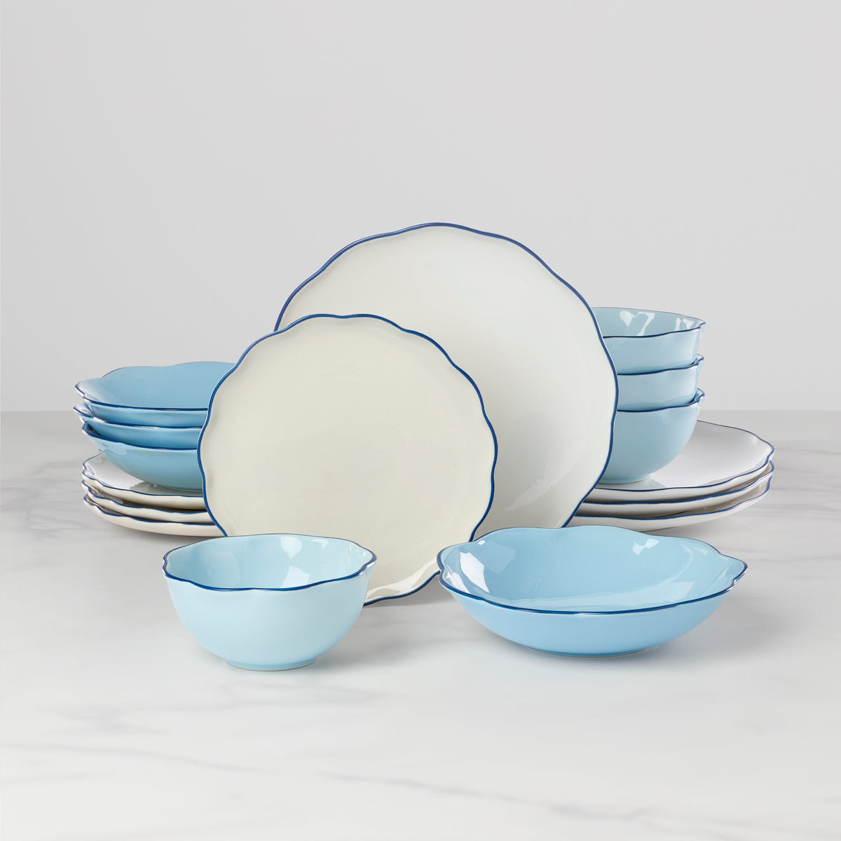 Garden Party Blue 16-Piece Dinnerware Set