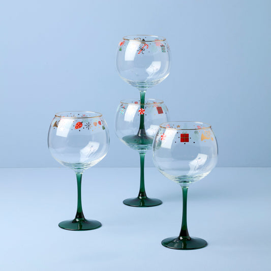 Nutcracker Ballet Balloon Wine Glasses, Set of 4