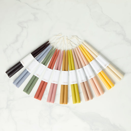 Dipped Rose 12" Taper Candle, Set of 2