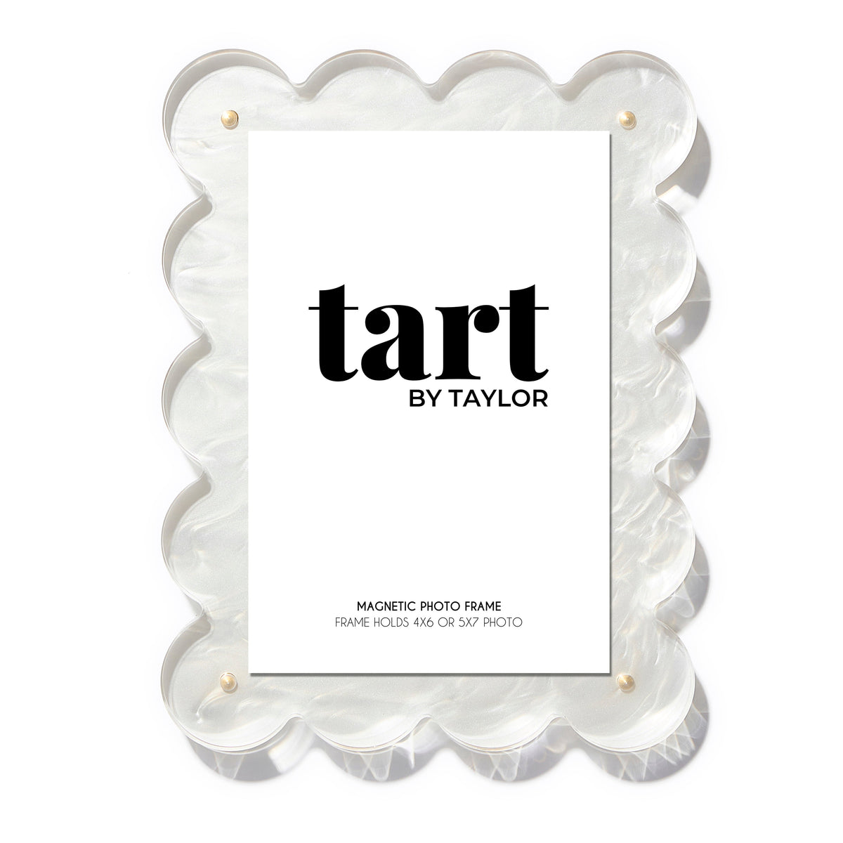 Pearl White Scalloped Acrylic Photo Frame